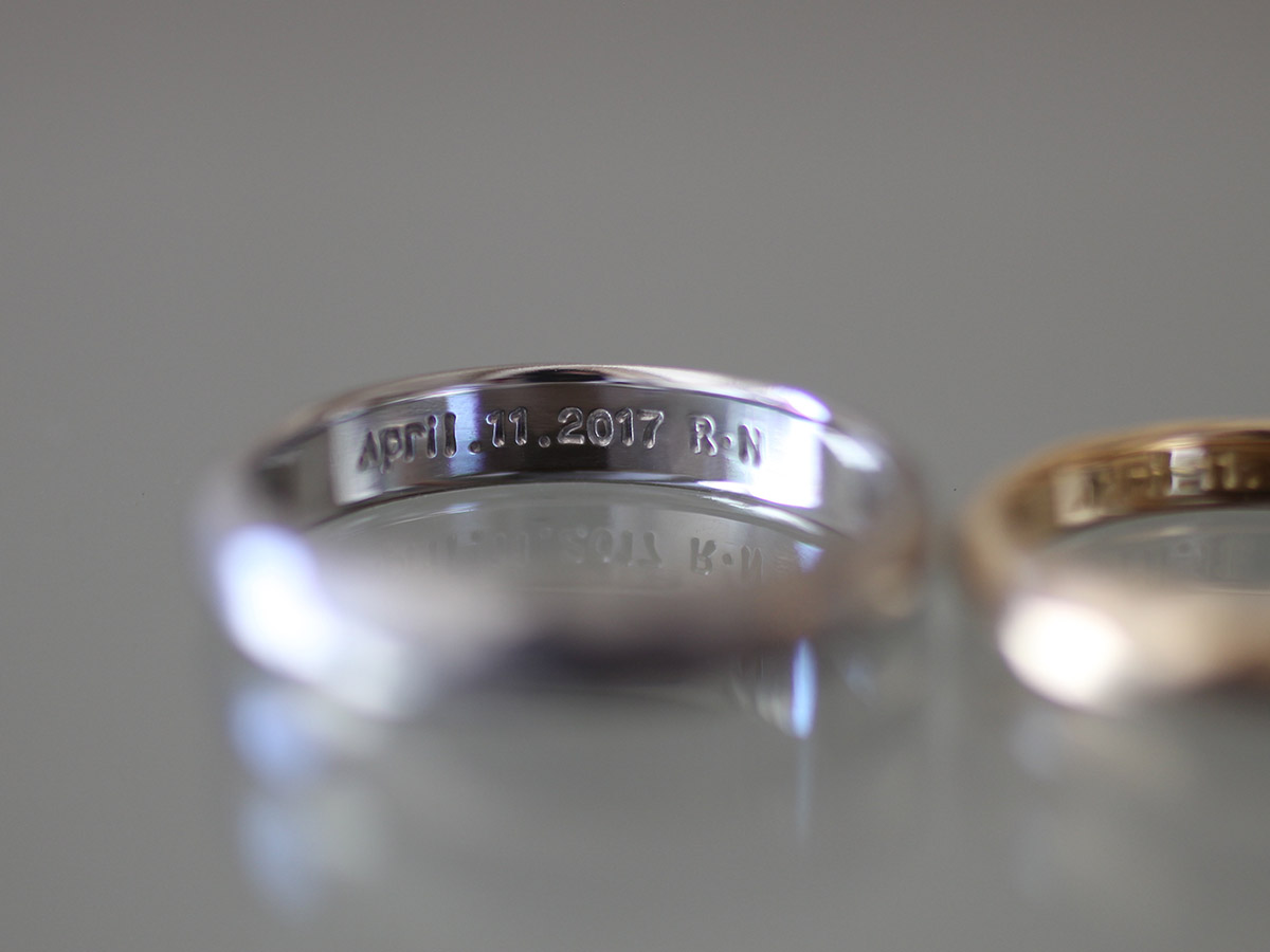 刻印　結婚指輪　小文字